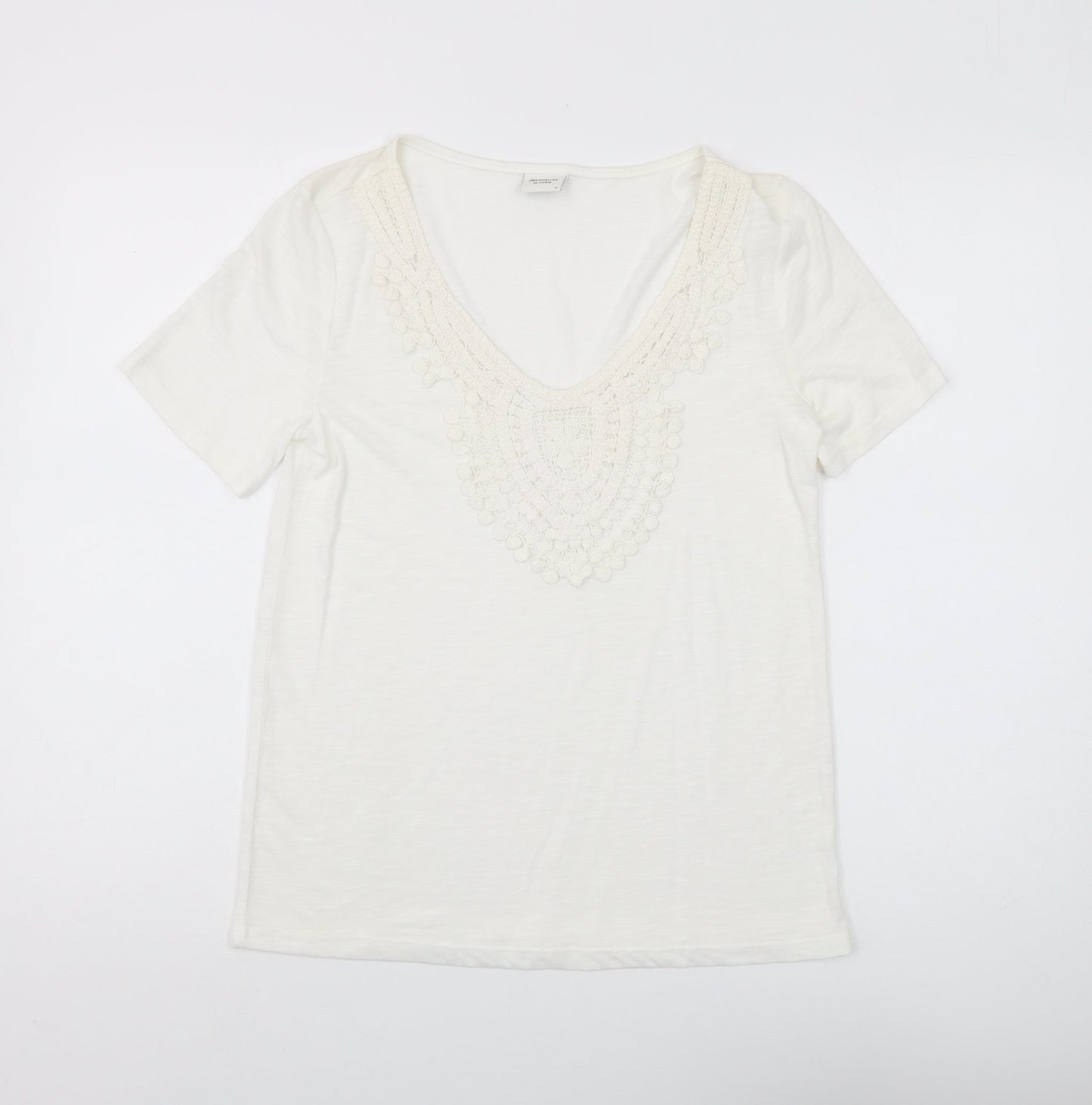 Jacqueline de Yong Women’s White Crochet V-Neck T-Shirt S