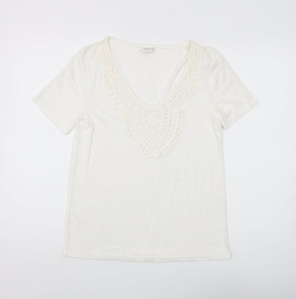 Jacqueline de Yong Women’s White Crochet V-Neck T-Shirt S