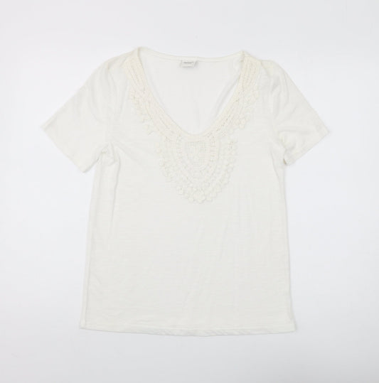 Jacqueline de Yong Women’s White Crochet V-Neck T-Shirt S