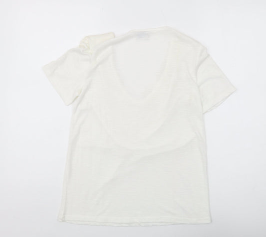 Jacqueline de Yong Women’s White Crochet V-Neck T-Shirt S