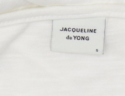 Jacqueline de Yong Women’s White Crochet V-Neck T-Shirt S