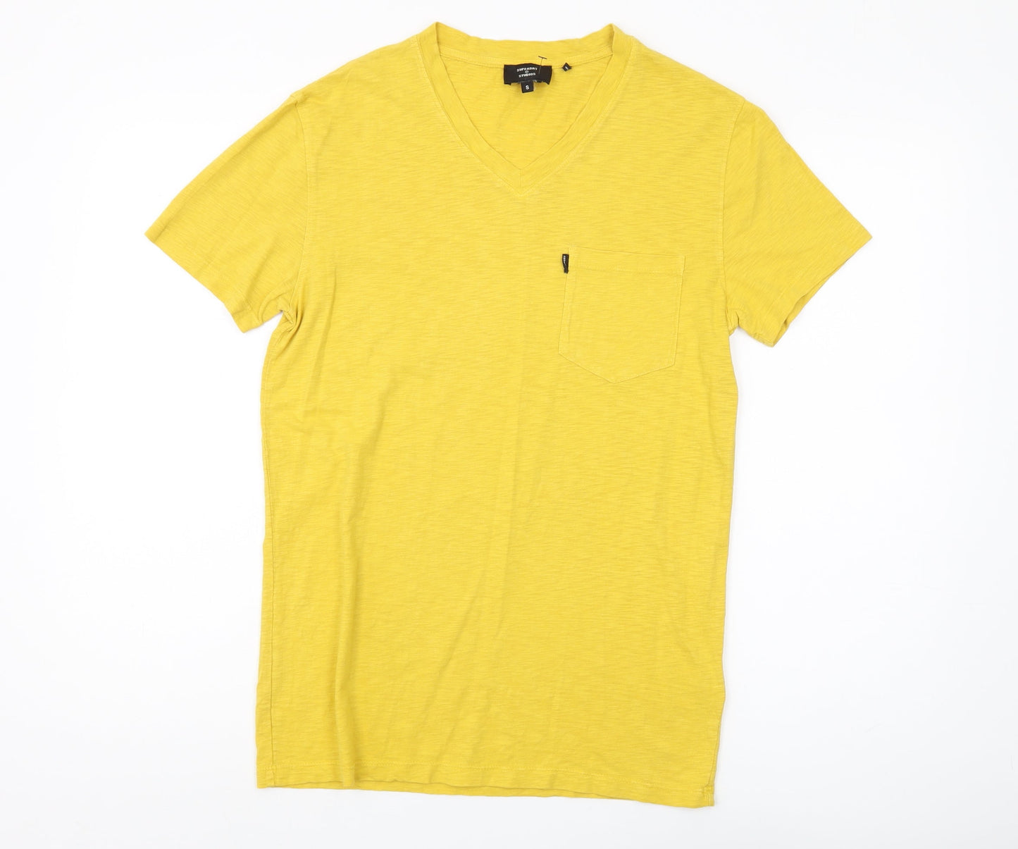Superdry Men's Yellow V-Neck T-Shirt S