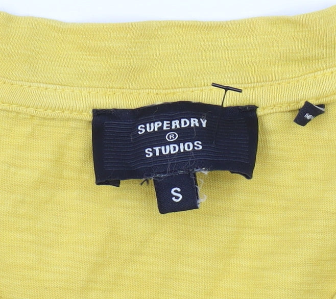 Superdry Men's Yellow V-Neck T-Shirt S