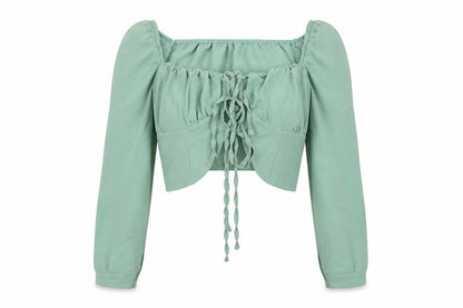 Womens UK Size 12 Boohoo Green Cropped Blouse