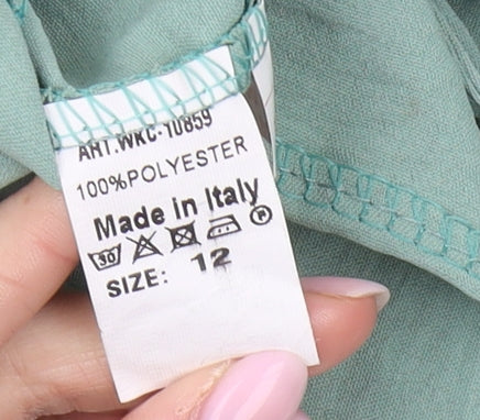 Womens UK Size 12 Boohoo Green Cropped Blouse