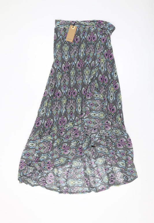 Hush Women's Multicoloured Geometric Long Pleated Skirt UK 8