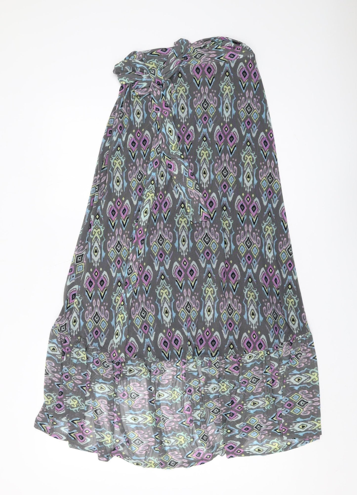 Hush Women's Multicoloured Geometric Long Pleated Skirt UK 8