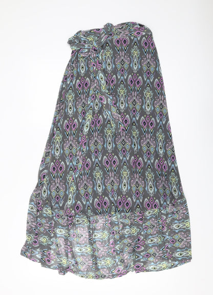 Hush Women's Multicoloured Geometric Long Pleated Skirt UK 8