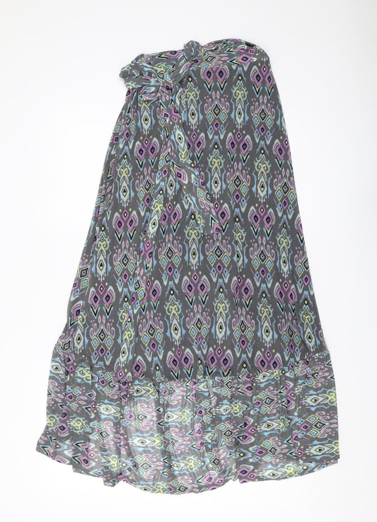 Hush Women's Multicoloured Geometric Long Pleated Skirt UK 8
