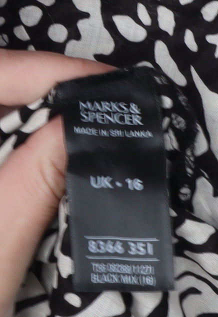 Womens UK Size 16 Marks and Spencer Black Basic Button-Up