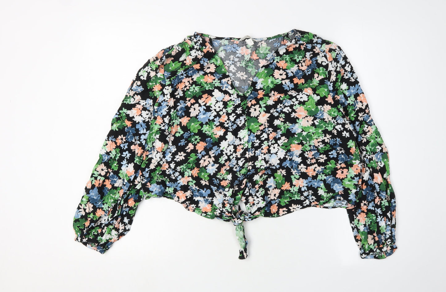 Womens UK Size M H&M Multicoloured Wrap Blouse