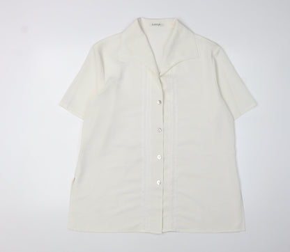 Platinum Women's Ivory Button-Up Shirt Size 16