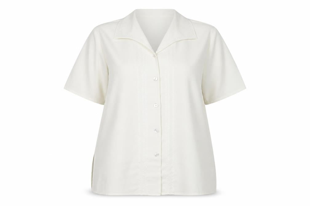 Womens UK Size 16 Platinum Ivory Basic Button-Up