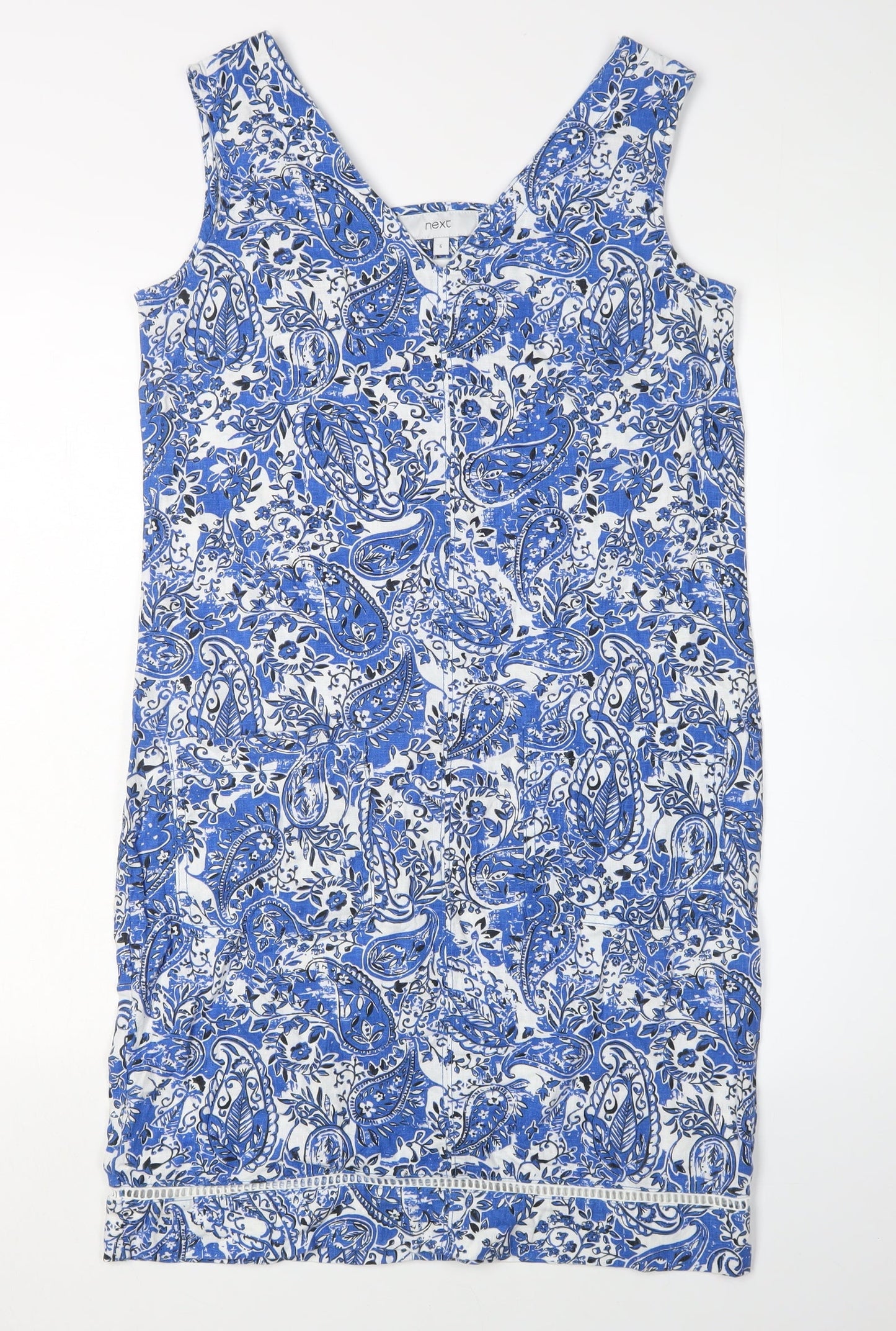 Next Women's Blue Paisley Sheath Dress - Size 6