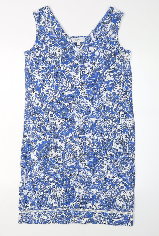 Next Women's Blue Paisley Sheath Dress - Size 6