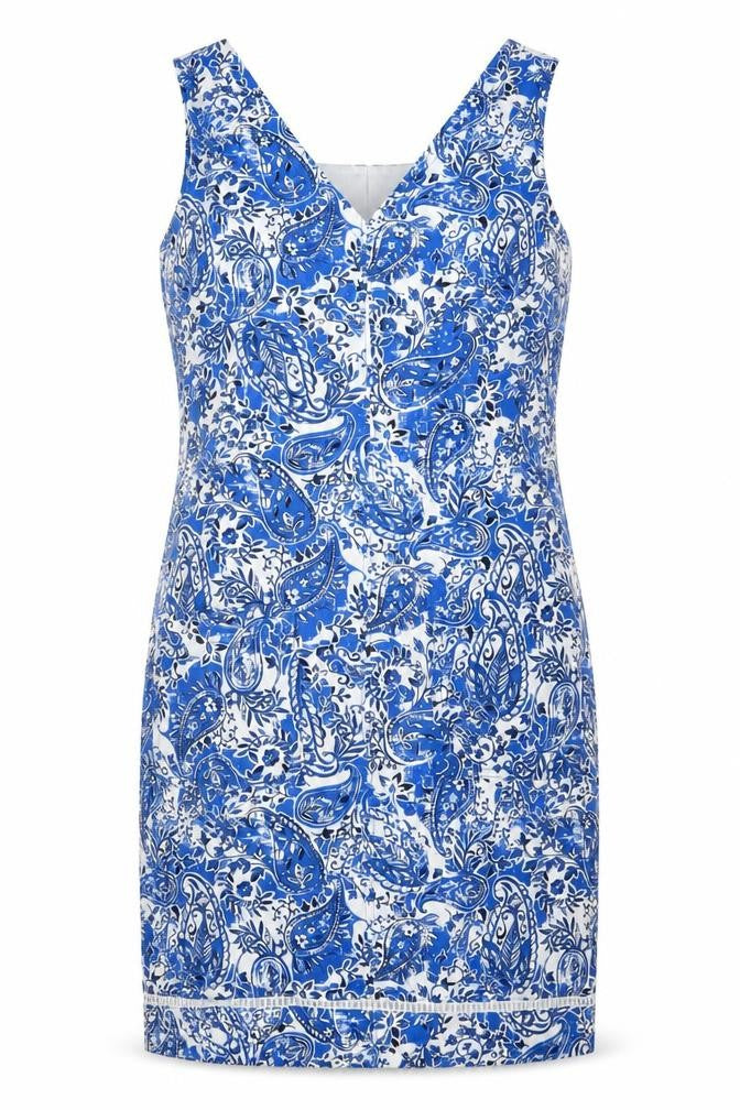 Next Women's Blue Paisley Sheath Dress - Size 6
