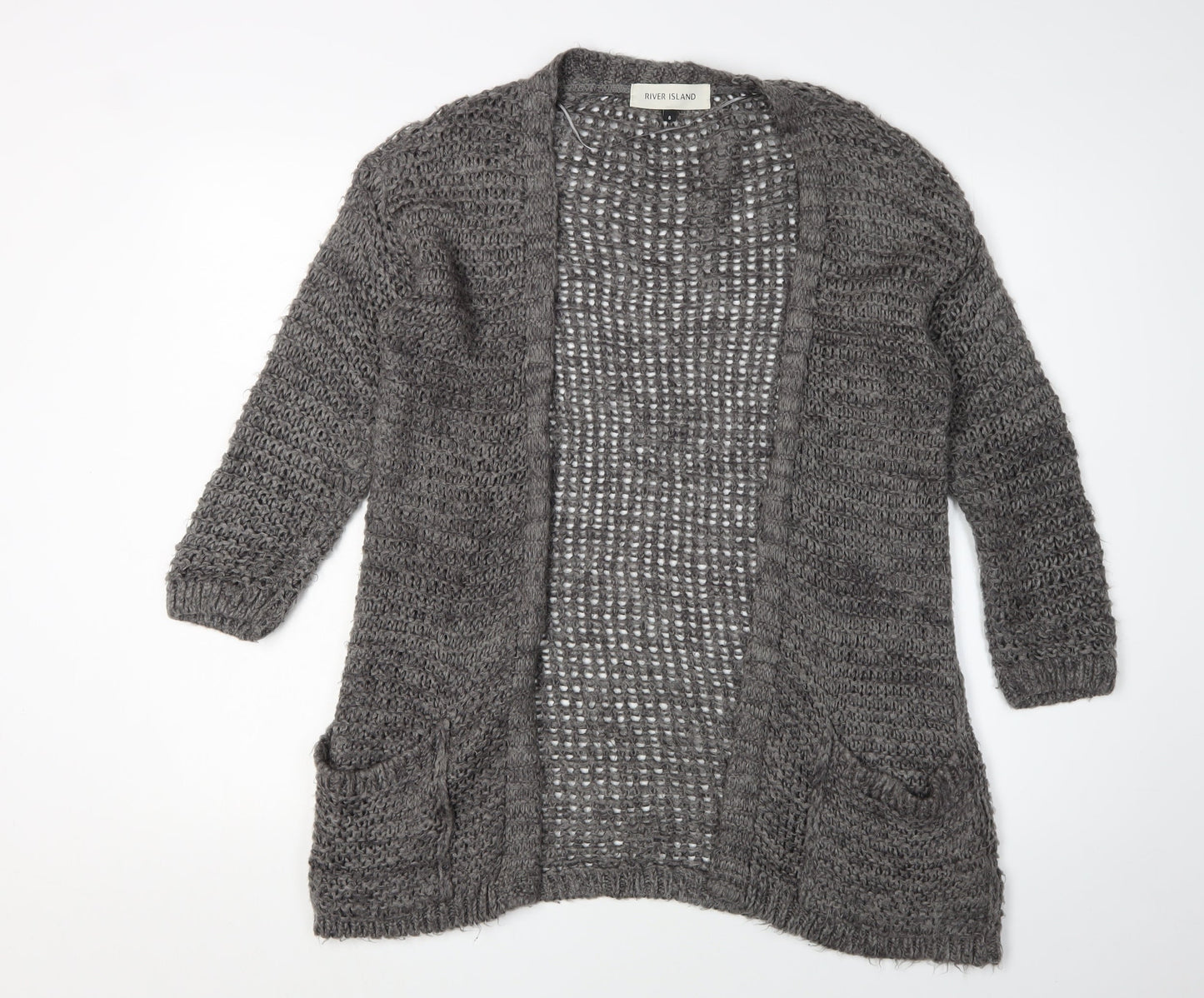 Womens UK Size 8 River Island Grey Cardigan Jumper