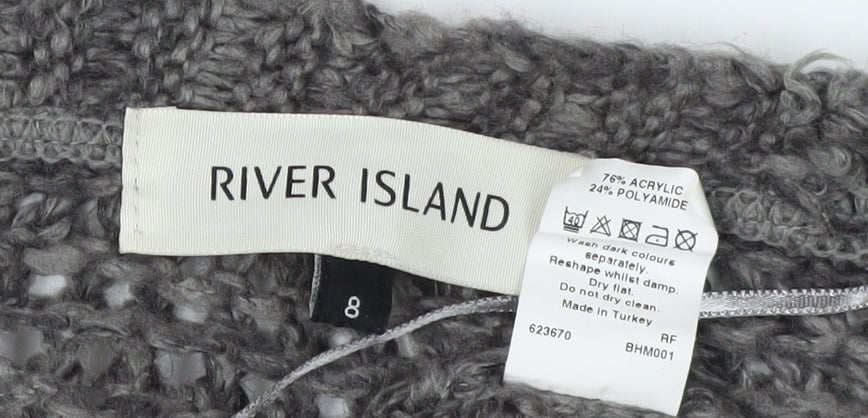 Womens UK Size 8 River Island Grey Cardigan Jumper