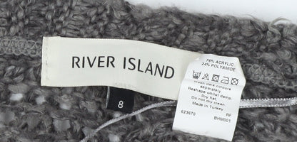 Womens UK Size 8 River Island Grey Cardigan Jumper