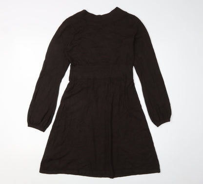 H&M Women's Brown Knee Length V-Neck Dress Size 8
