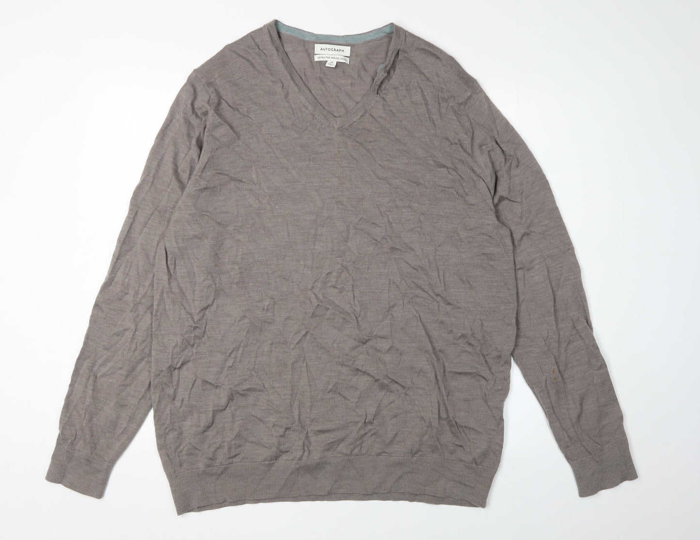 Autograph Men's Grey Wool Pullover Jumper, 2XL