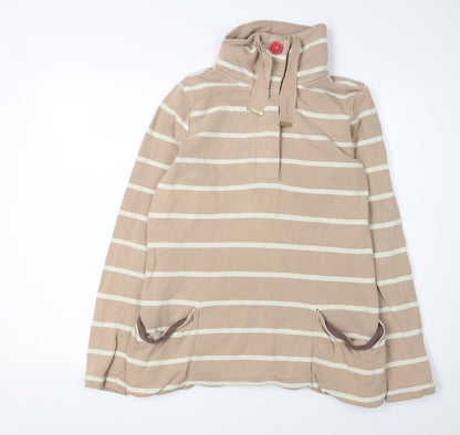 Joule Women's Beige Striped Pullover Sweatshirt Size 12