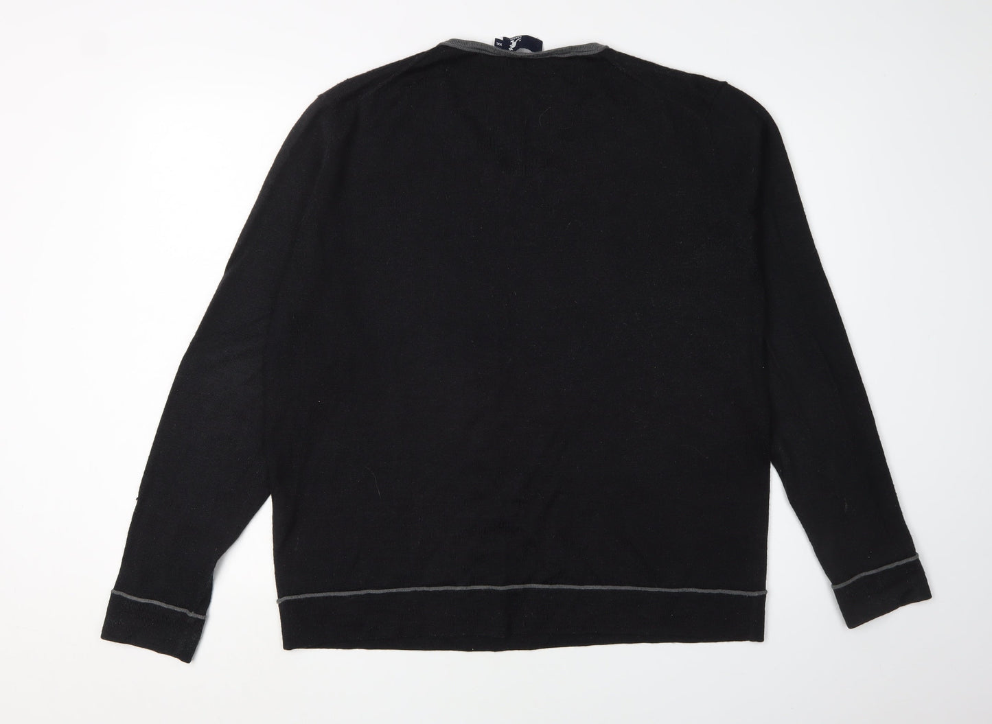 Kangol Men's Black V-Neck Pullover Jumper 2XL