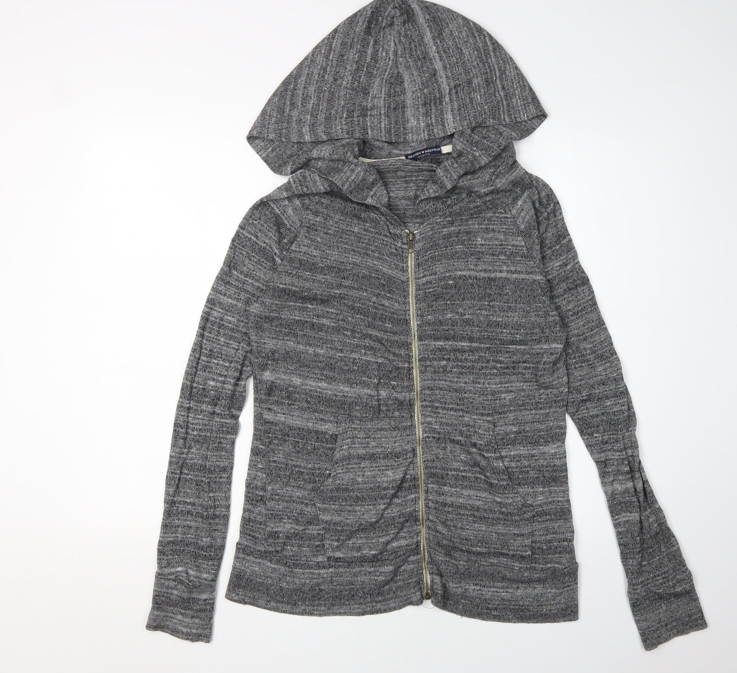 Brandy Melville Women's Grey Full Zip Hoodie One Size