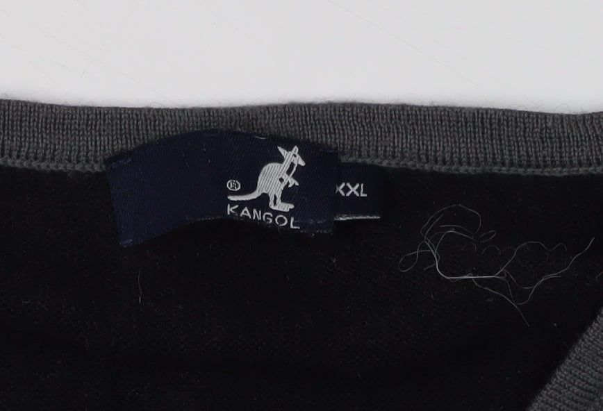 Kangol Men’s Black 2XL V-Neck Knit Pullover Jumper