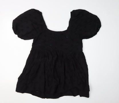 ASOS DESIGN Black Embroidered Women's Blouson Dress Size 8