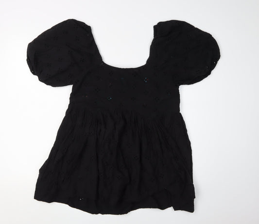 ASOS DESIGN Black Embroidered Women's Blouson Dress Size 8