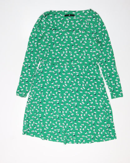 V by Very Women's Green Floral A-Line Dress 14