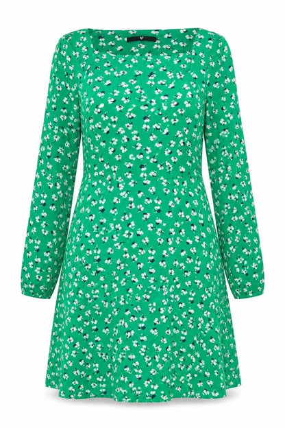 V by Very Women's Green Floral A-Line Dress 14