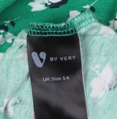V by Very Women's Green Floral A-Line Dress 14