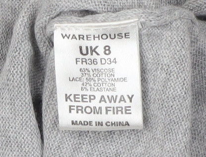 Womens UK Size 8 Warehouse Grey Pullover Jumper