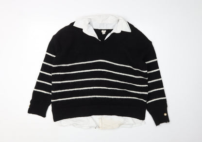 In Other Words Women's Black Striped Knit Jumper S