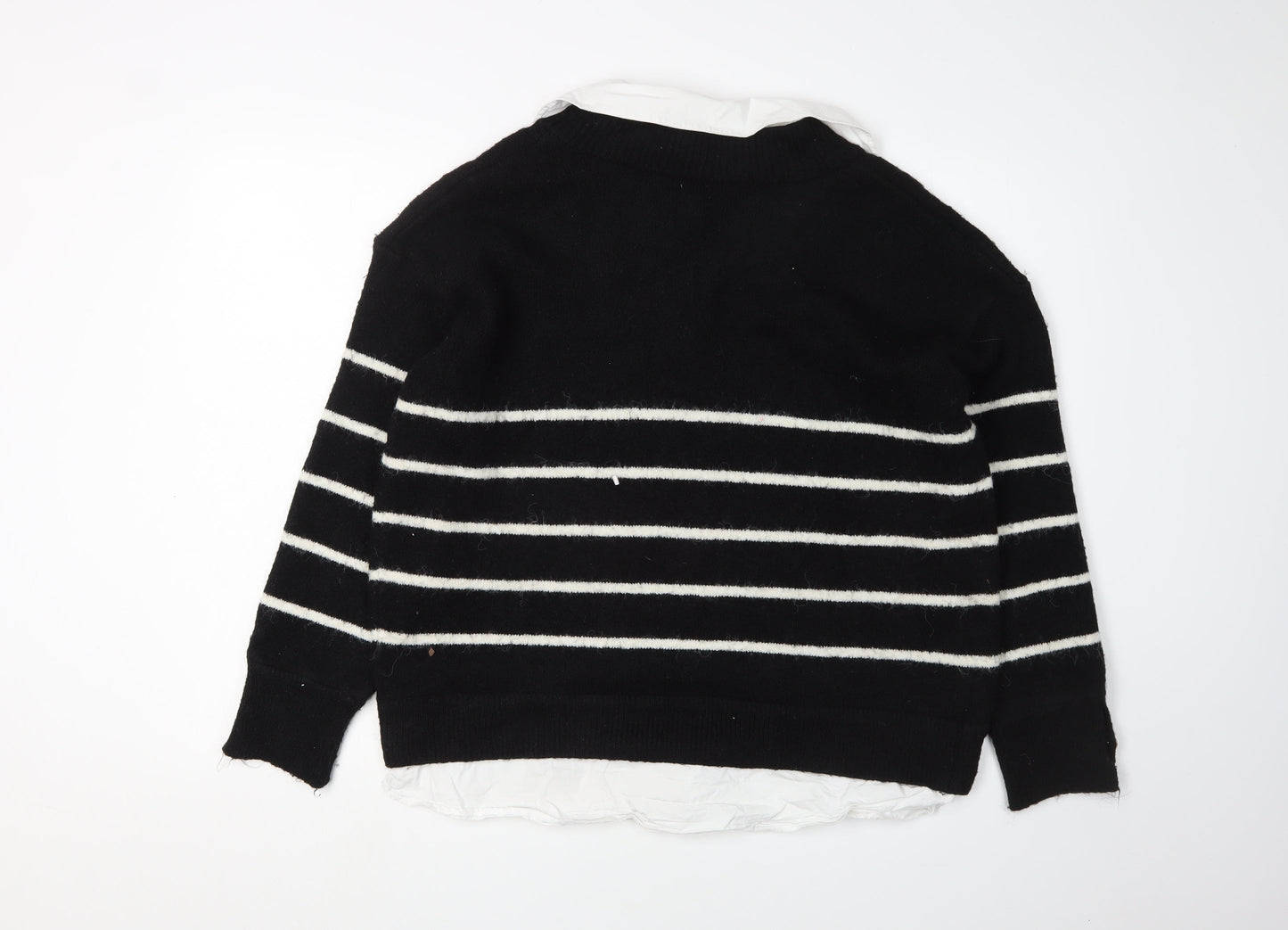 In Other Words Women's Black Striped Knit Jumper S