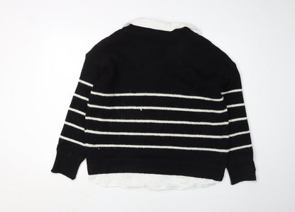 In Other Words Women's Black Striped Knit Jumper S