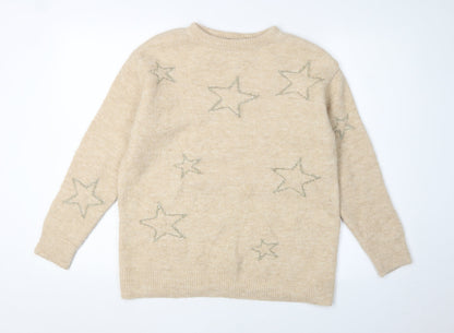 Womens UK Size XS Marks and Spencer Beige Pullover Jumper