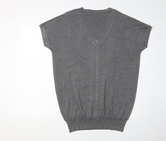 Wallis Women's Grey Beaded V-Neck Pullover Jumper M