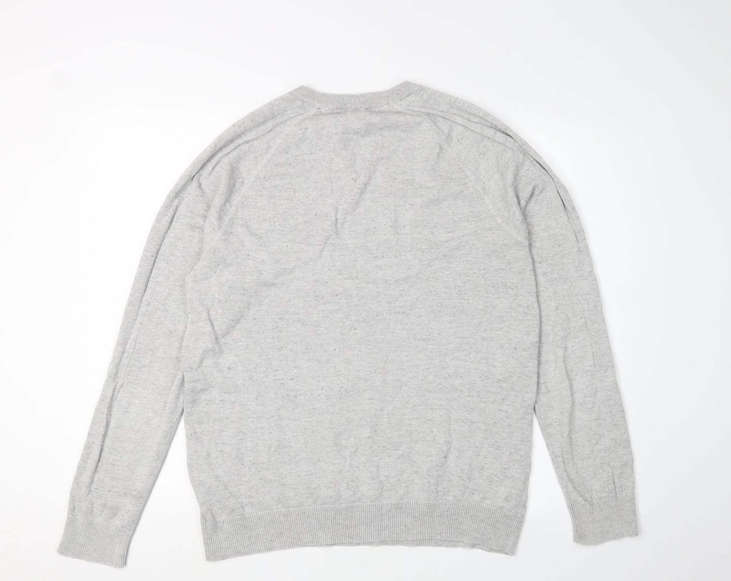 H&M Men's Grey Pullover M Cotton Jumper Crew Neck