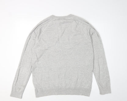 H&M Men's Grey Pullover M Cotton Jumper Crew Neck