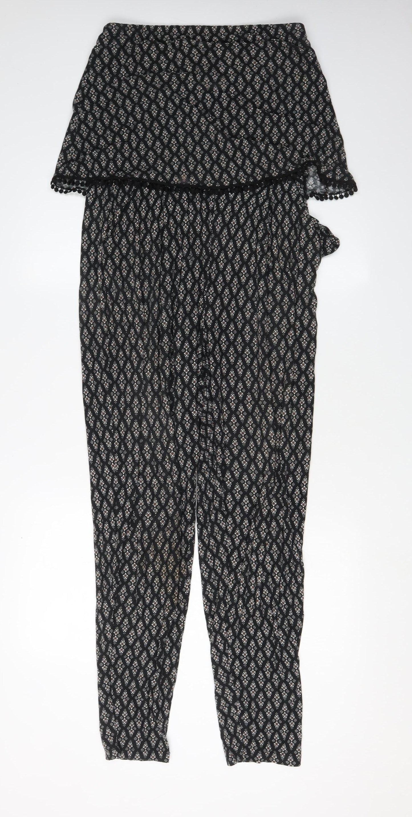 Next Women's Black Geometric Jersey Jumpsuit Size 10