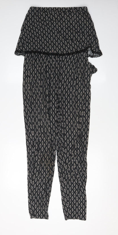 Next Women's Black Geometric Jersey Jumpsuit Size 10