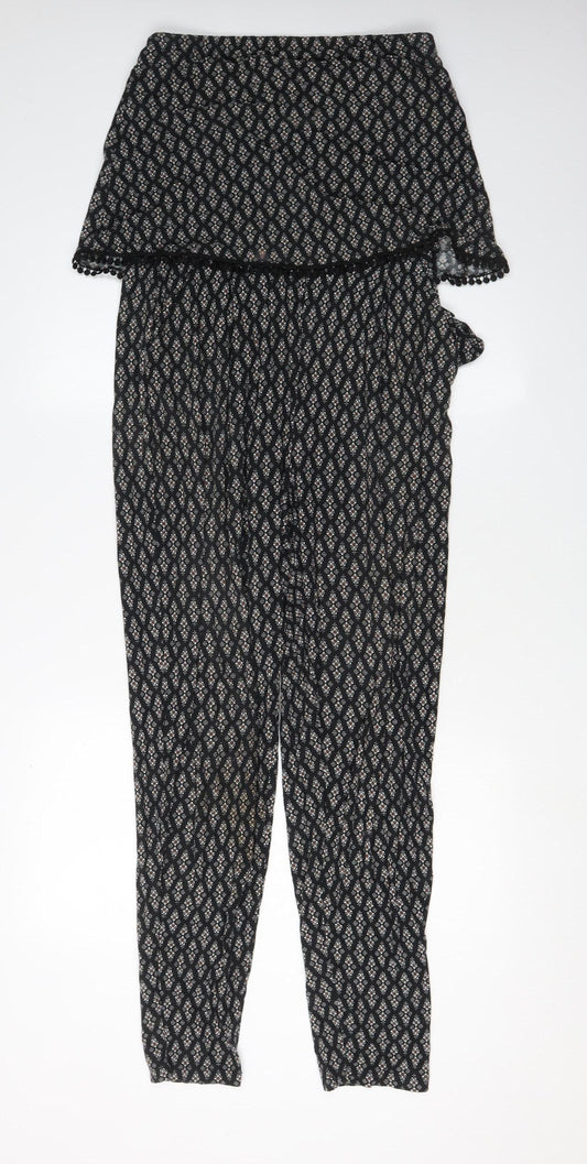 Next Women's Black Geometric Jersey Jumpsuit Size 10