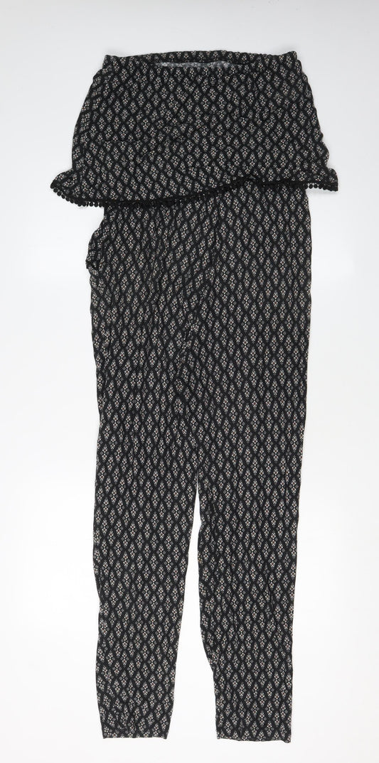 Next Women's Black Geometric Jersey Jumpsuit Size 10