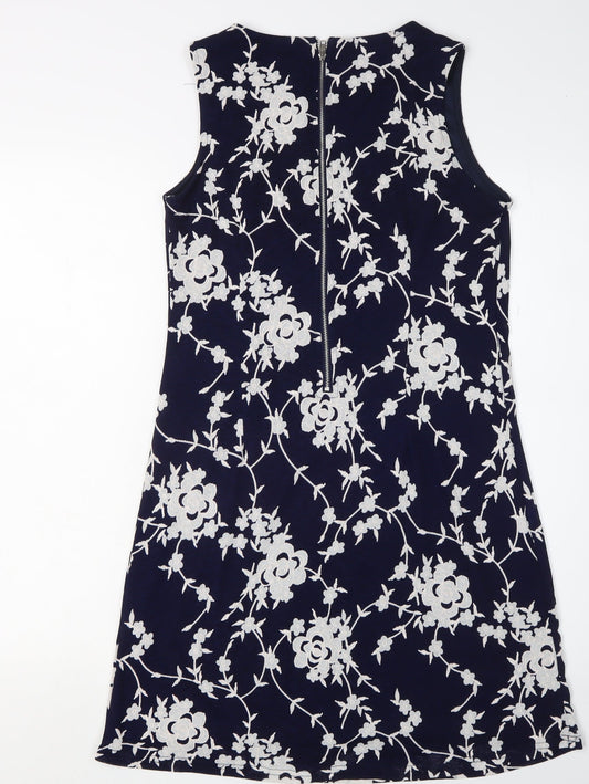 Quiz Women's Blue Floral Shift Dress Size 8 Party