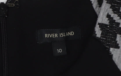 River Island Women's Black Houndstooth Bodycon Dress Size 10