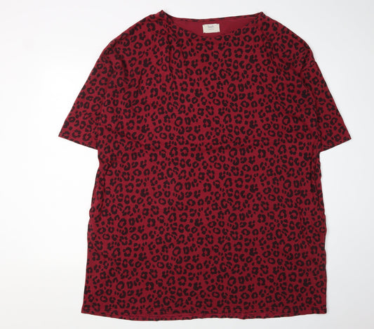 Hush Women's Red Leopard Print T-Shirt Dress S