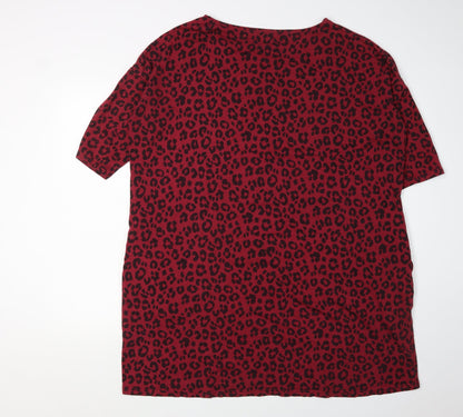 Hush Women's Red Leopard Print T-Shirt Dress S